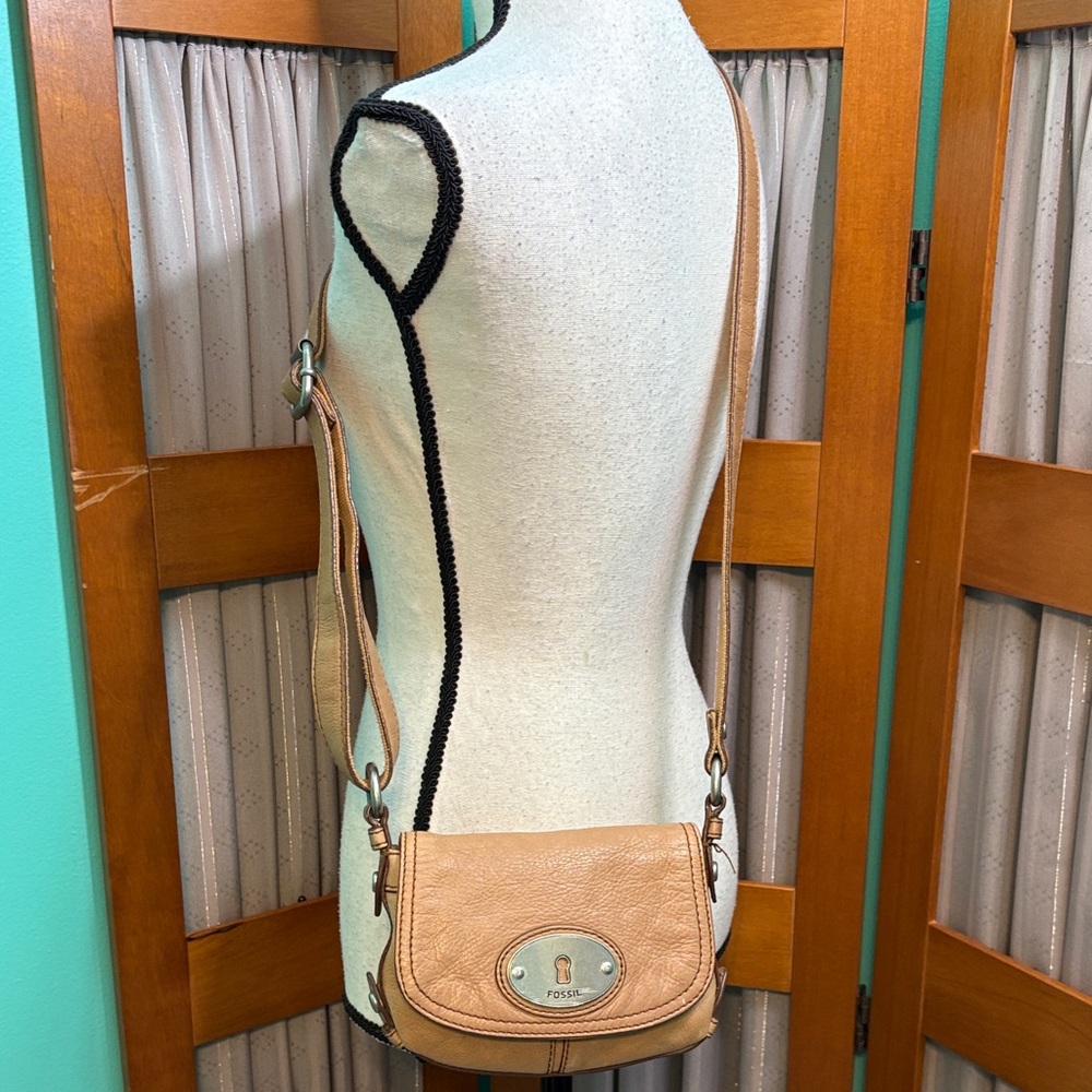 Fossil Tan Leather Crossbody Bag